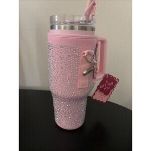 Manna Atlas Pink Tumbler 40 oz Bling Rhinestone Sleeve Strap New